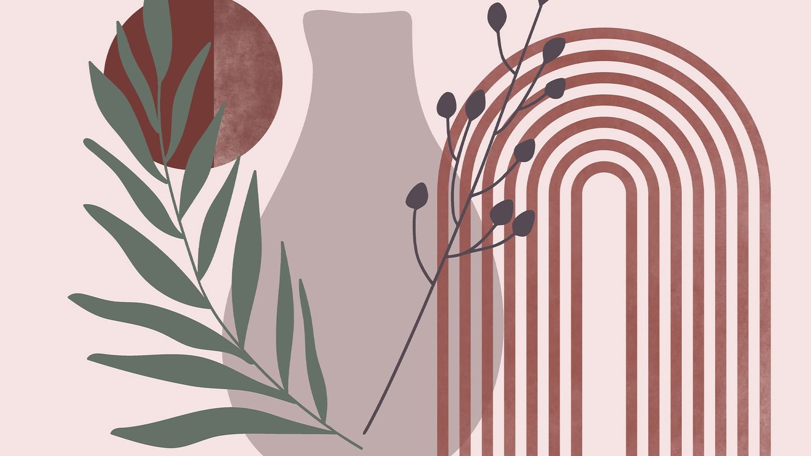 Illustration abstraite et végétale évoquant le calme et la maîtrise des impulsions
